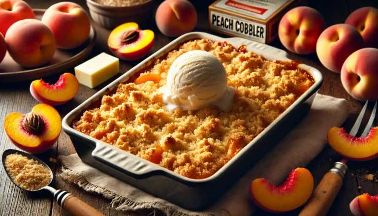 3 ingredient peach cobbler