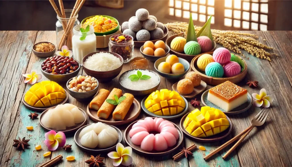 variety of Asian desserts