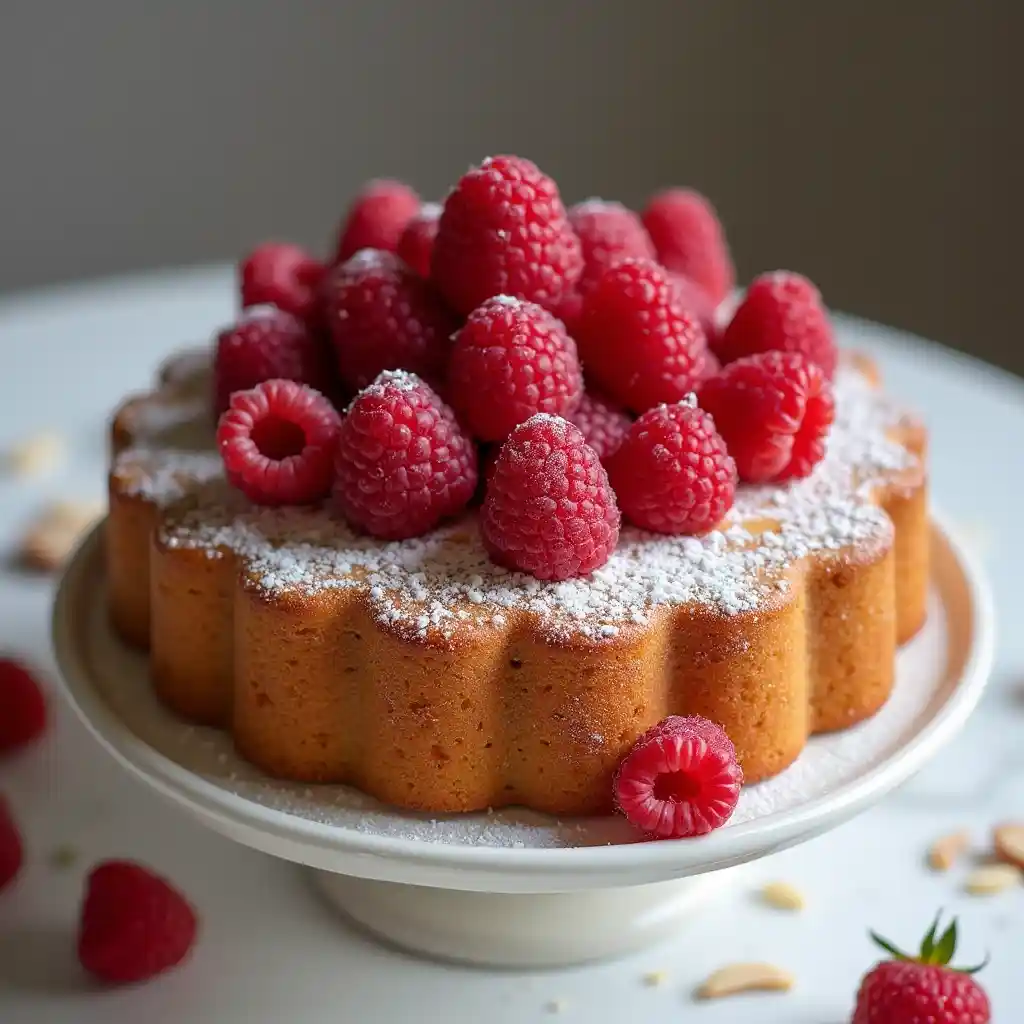 4 recipes - almond cake with raspberries